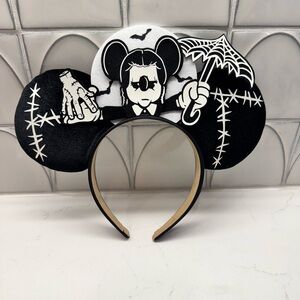 Wednesday Addams Disney Black and White glow n the dark Halloween Headband